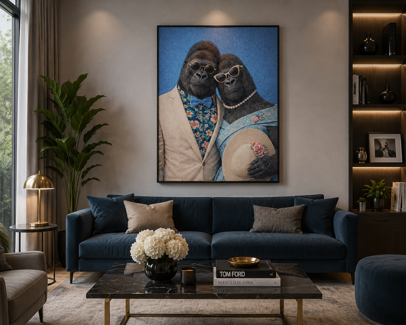 Couple Gorilles Tendance exposé dans un salon