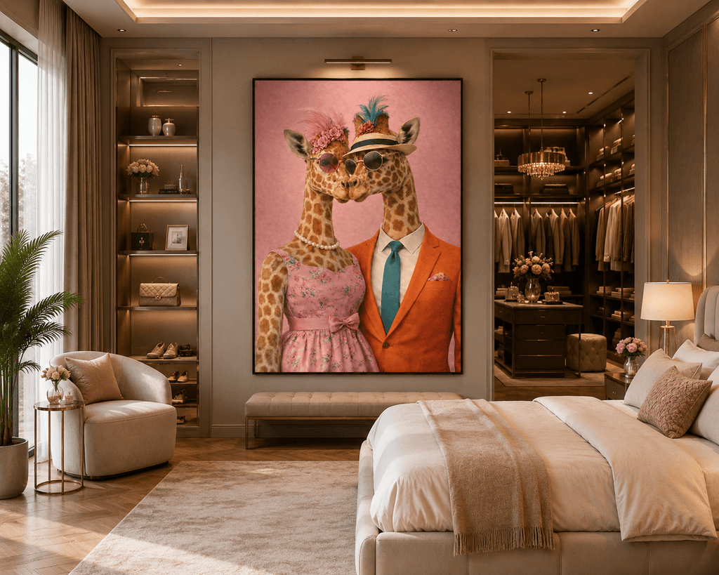 Couple Girafe dans une chambre de luxe avec dressing
