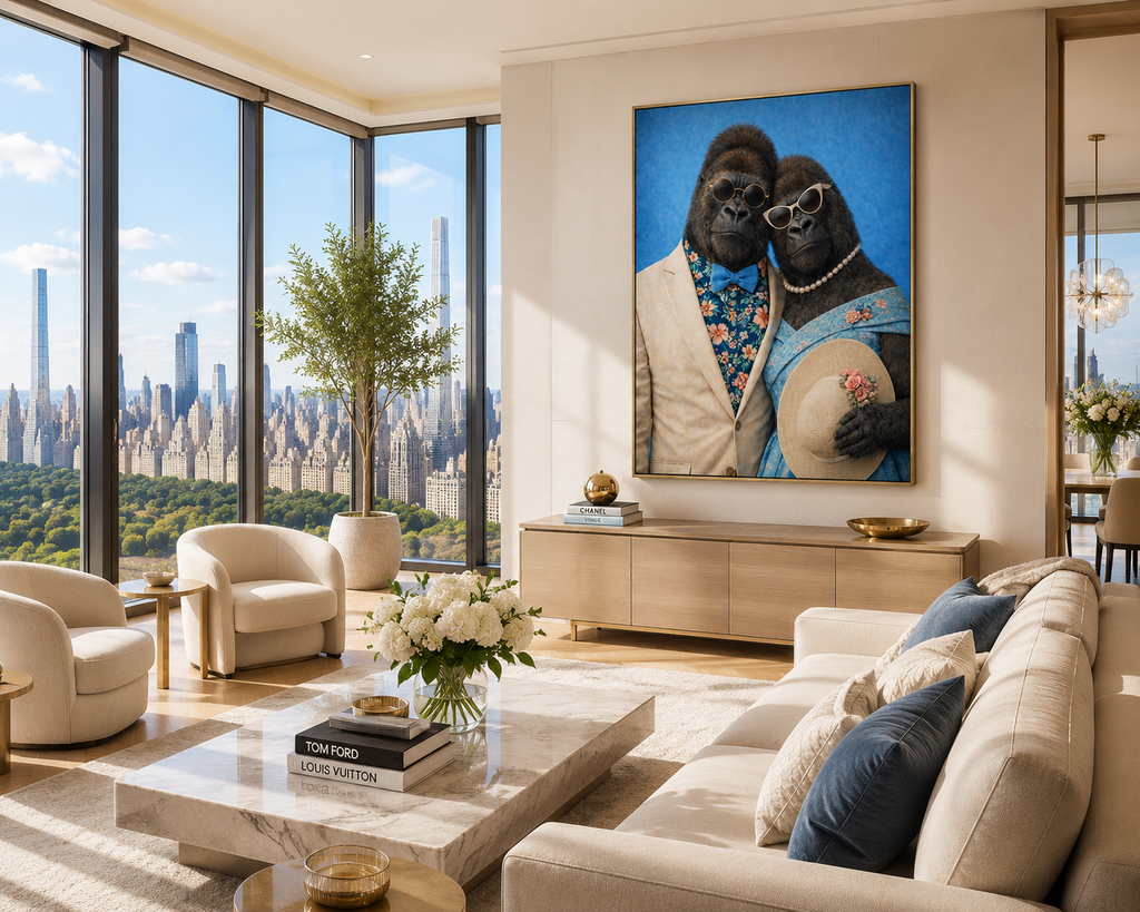 Couple Gorilles Tendance exposé à New York dans ce penthouse lumineux