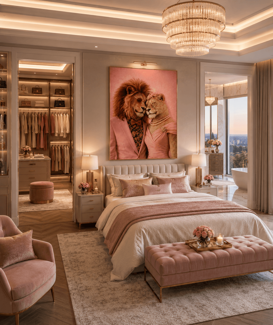 Couple Lions dans chambre de luxe