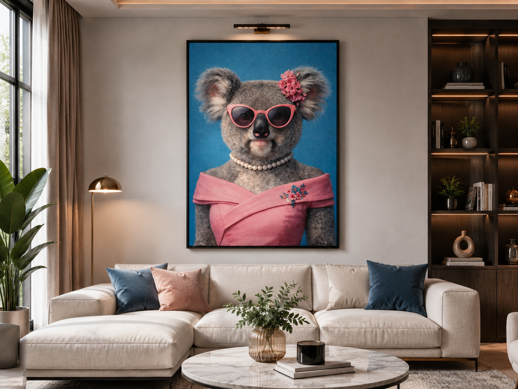 Femelle Koala exposée dans un salon