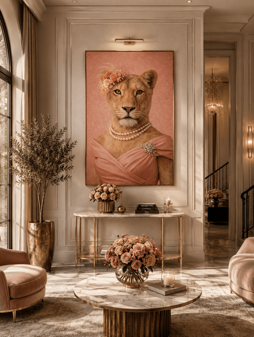 Femelle Lion exposée dans un salon