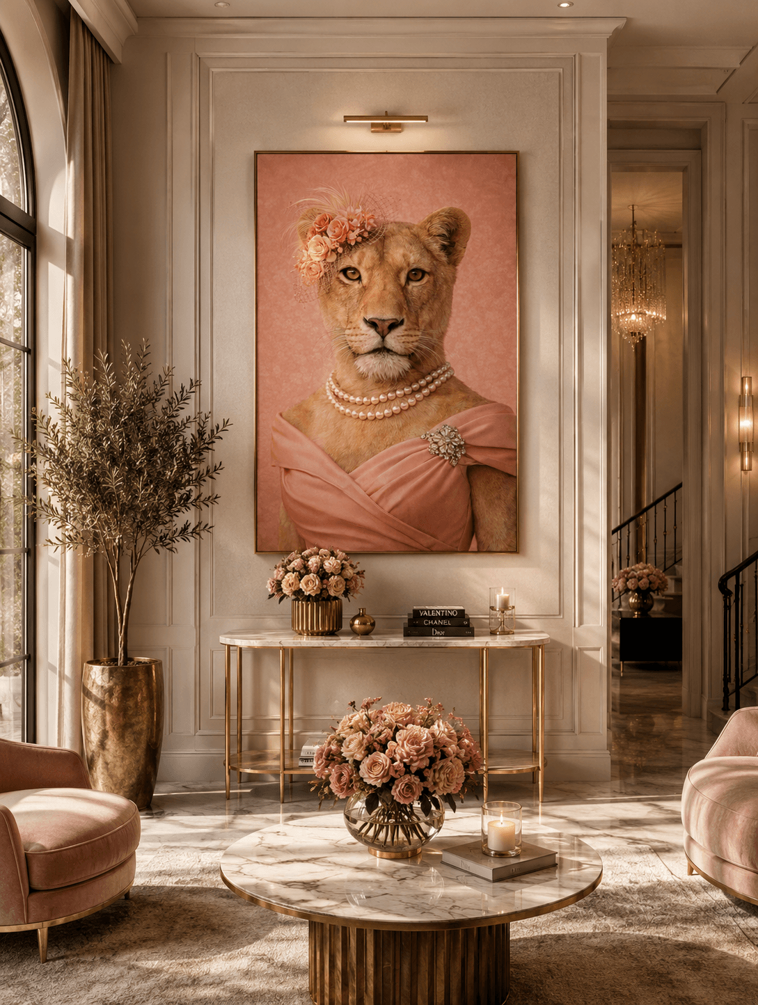 Femelle Lion exposée dans un salon