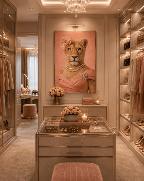 Femelle Lion exposée dans un somptueux dressing