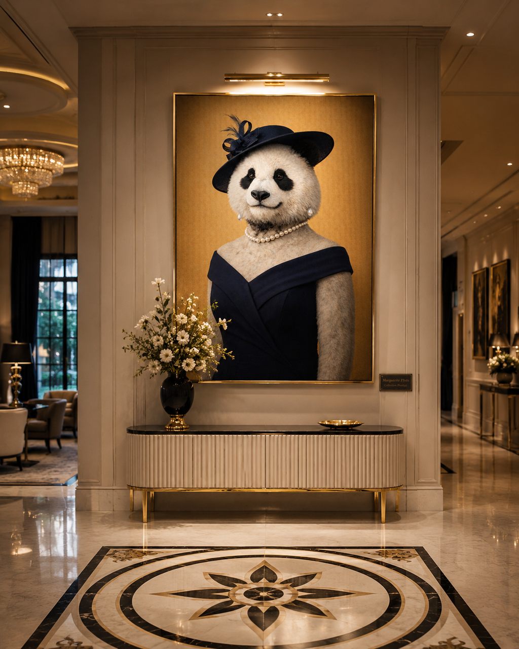 Femelle Panda exposé dans endroit distingué