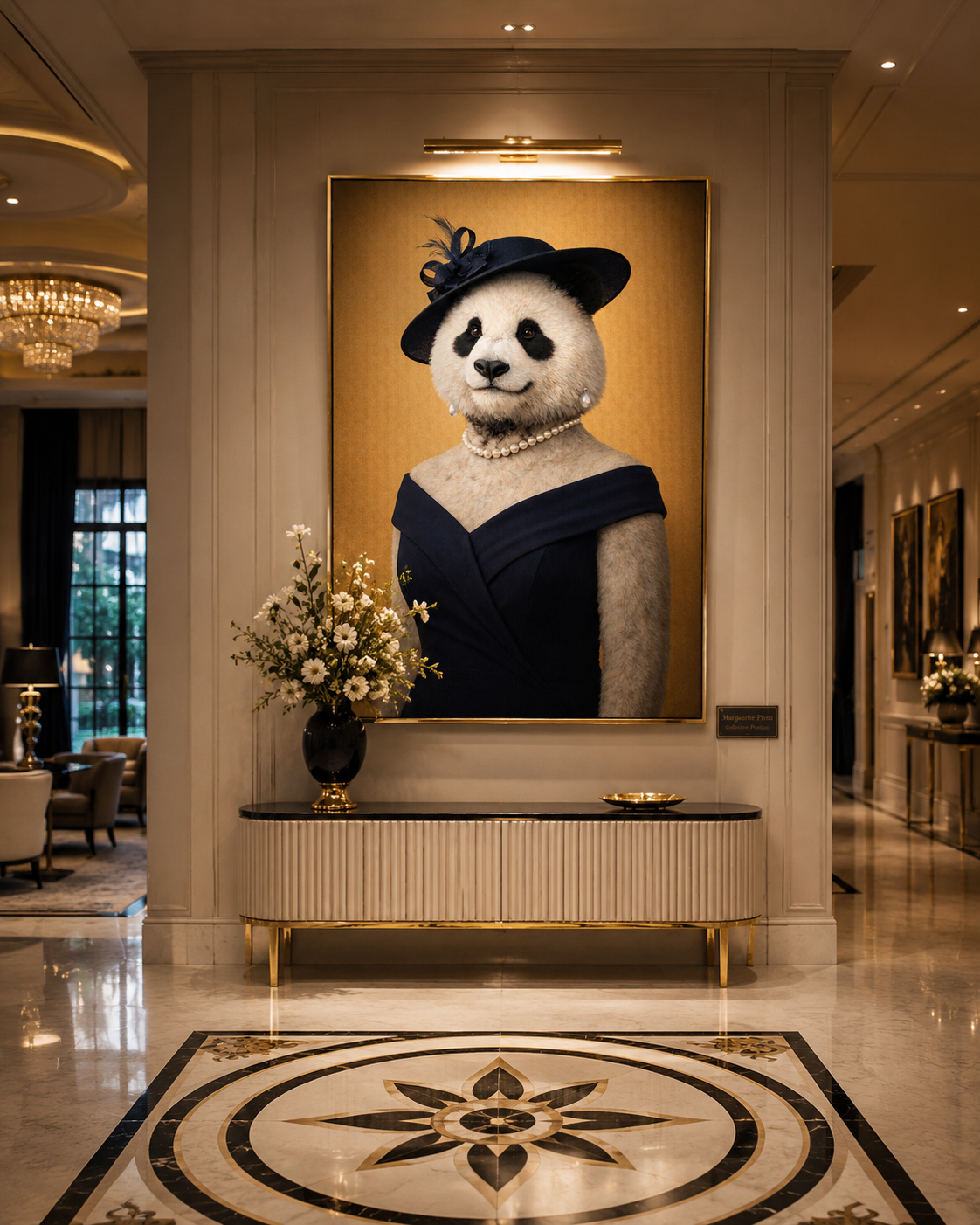 Femelle Panda exposé dans endroit distingué