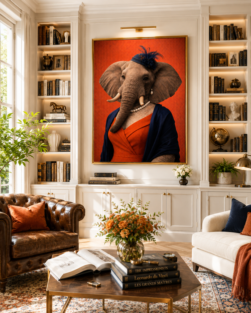Femelle Éléphant Élégante exposé dans un salon clair