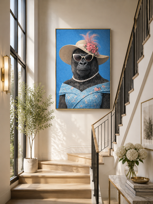 Gorille femelle tendance exposée dans l'escalier