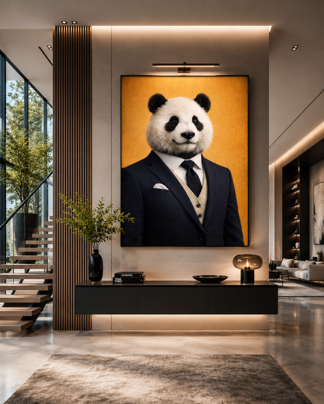 Mâle Panda distingué exposé dans une entrée