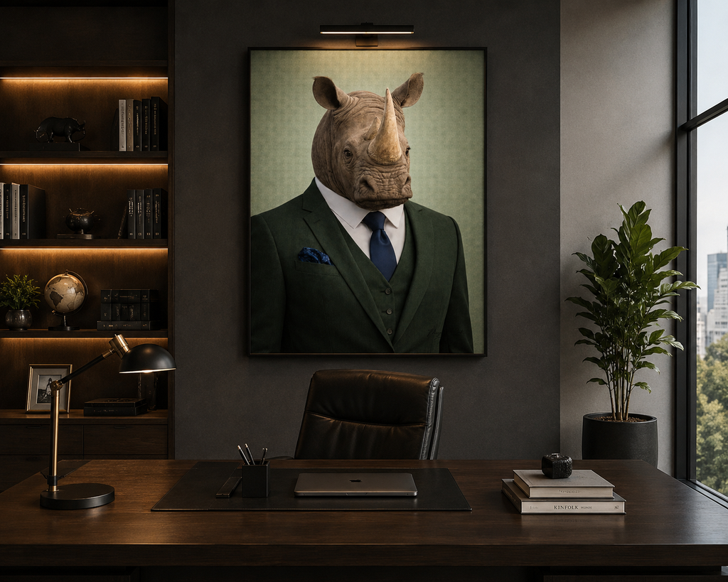  Mâle Rhinocéros élégant exposé dans un bureau