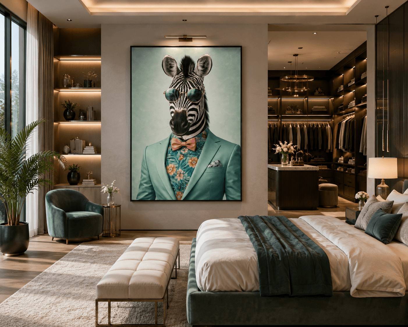 Male Zebre exposé dans une chambre de luxe