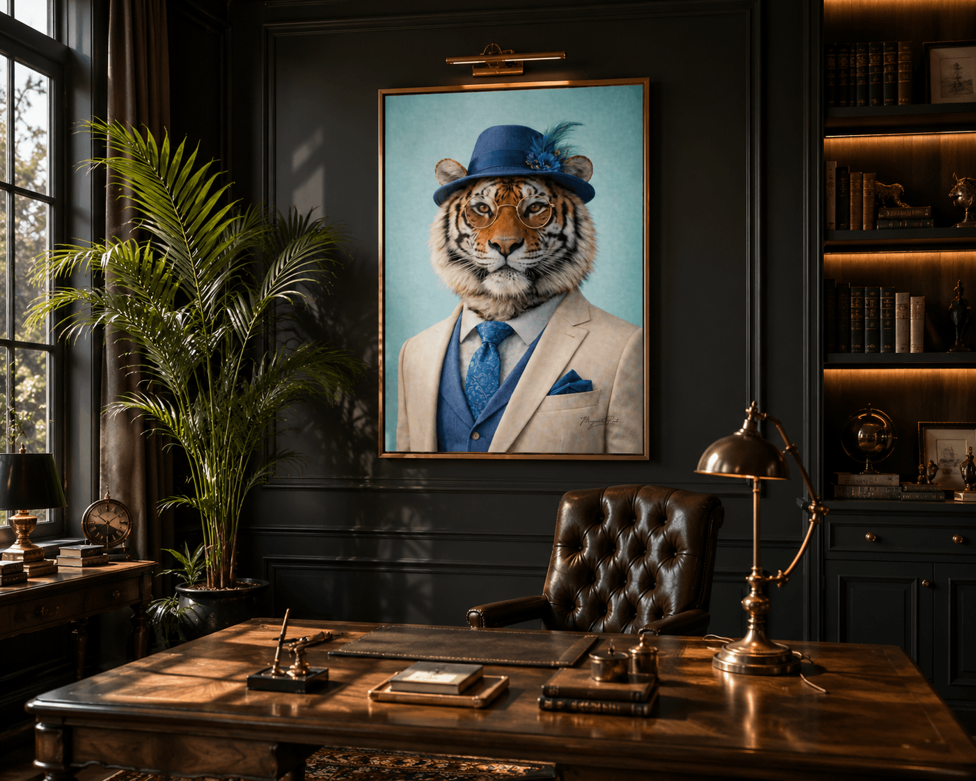 Mâle Tigre Charmant dans bureau de luxe