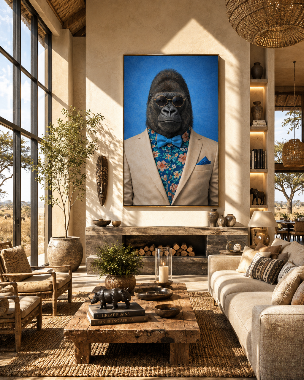 Portrait Mâle Gorille Tendance exposé dans une superbe maison